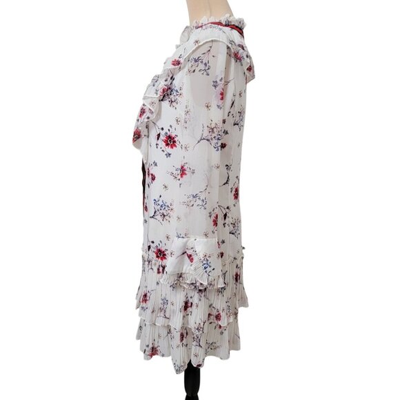 Storets White and Red Midi Dress with Ruffle Details - Picture 3 of 14